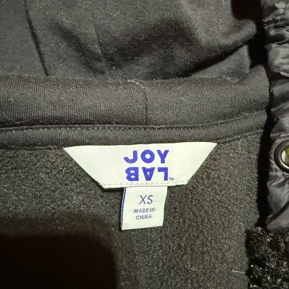 JoyLab Black Sherpa Hoodie with Neon Accents - Picture 3 of 3